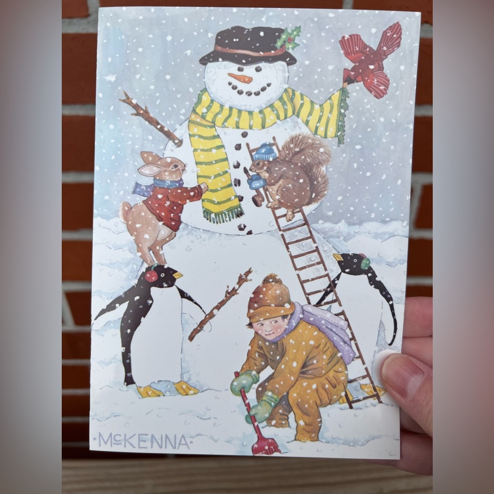 Snowman Birds Vintage Christmas Cards Recycled Paper Products Margaret McKenna